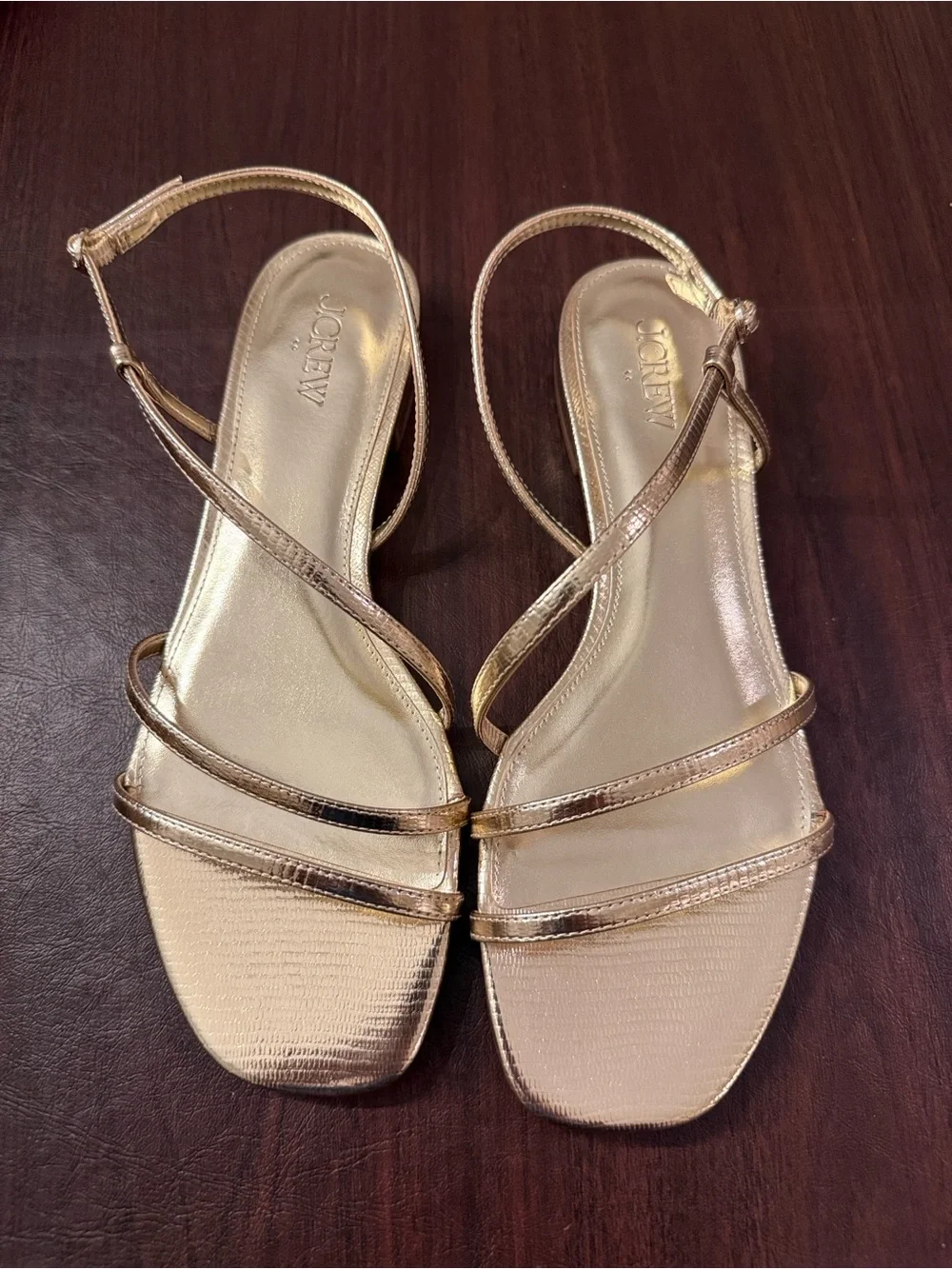 J. Crew Metallic Gold Strappy Slingback Sandals